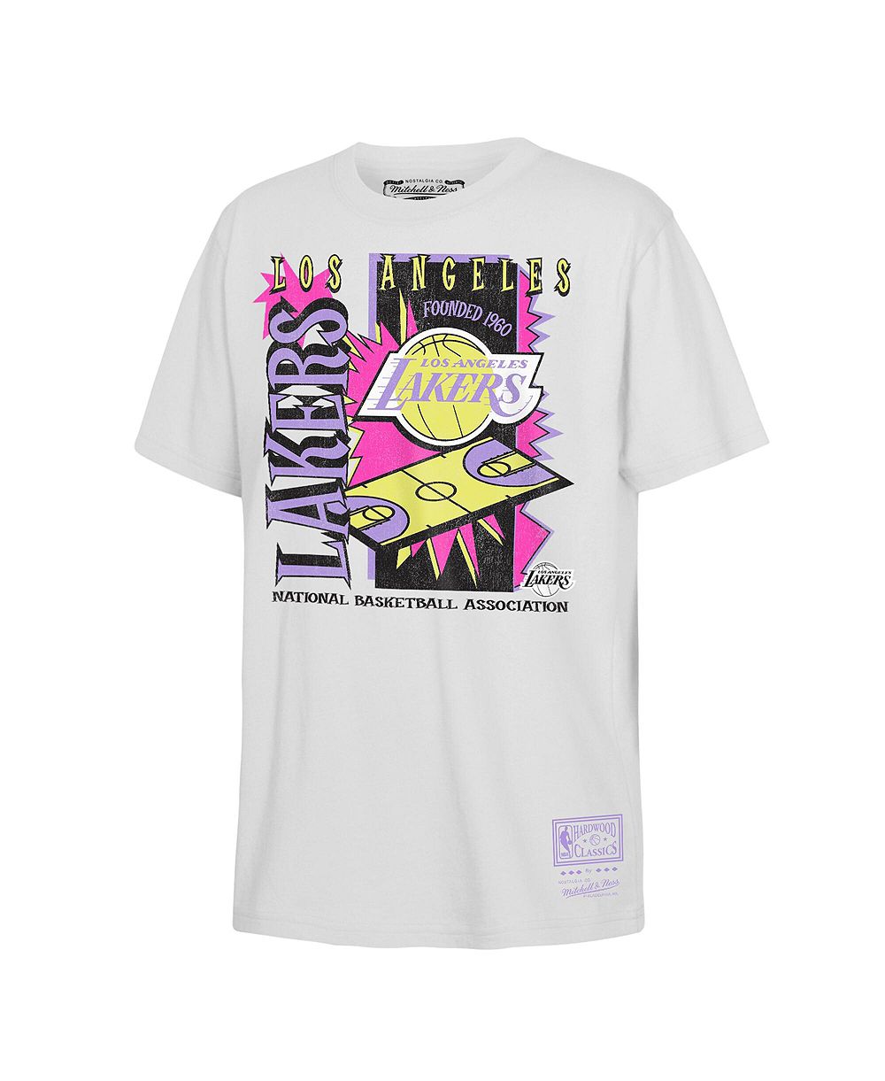 Футболка Mitchell & Ness White Los Angeles Lakers Neon Court Shock для мальчиков и девочек