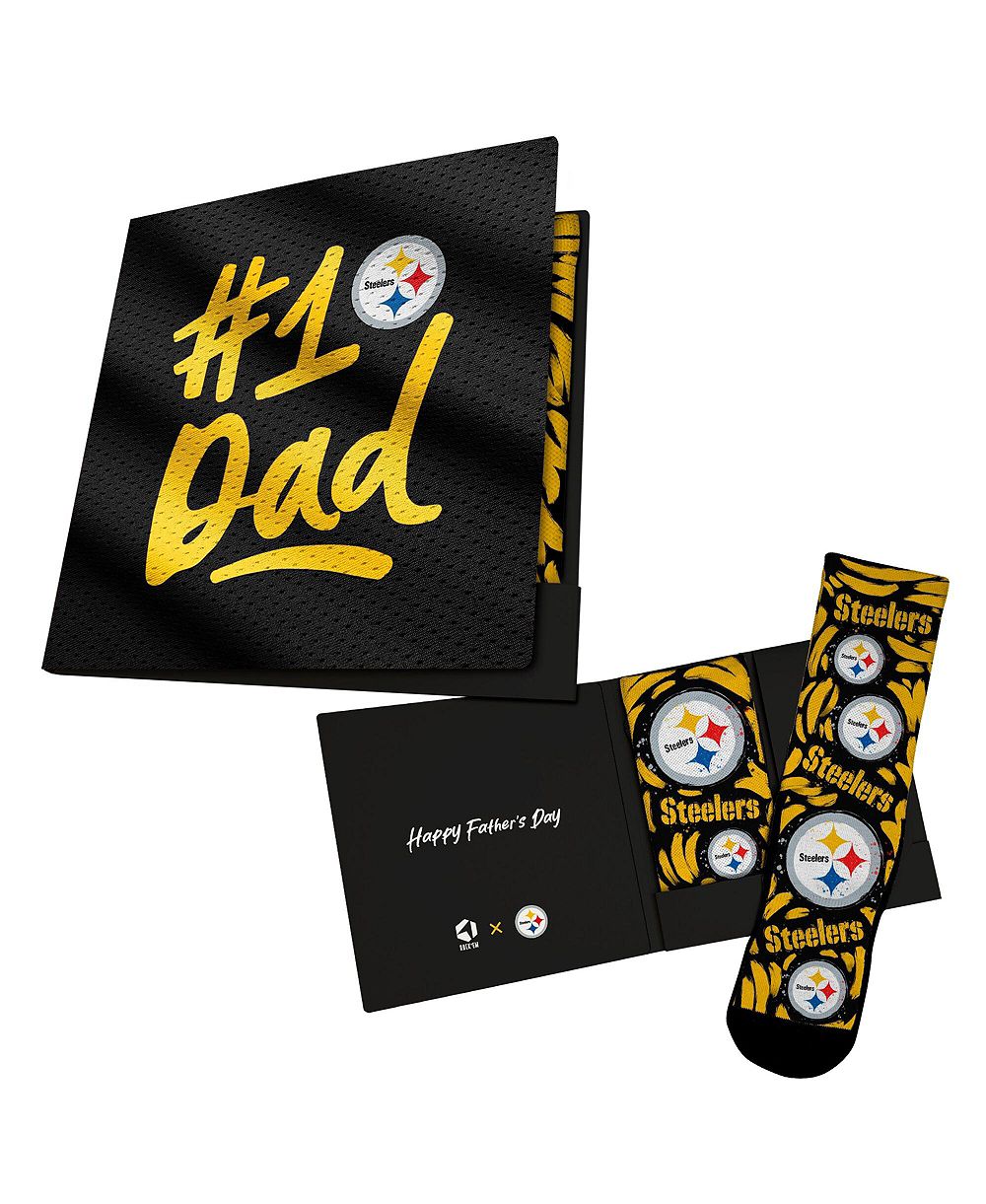 Rock Em Socks Мужской и Женский Black Pittsburgh Steelers #1 Dad Gift Card Socks