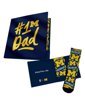 Rock Em Socks Мужские и Женские темно-синие носки Michigan Wolverines #1 Dad Gift Card