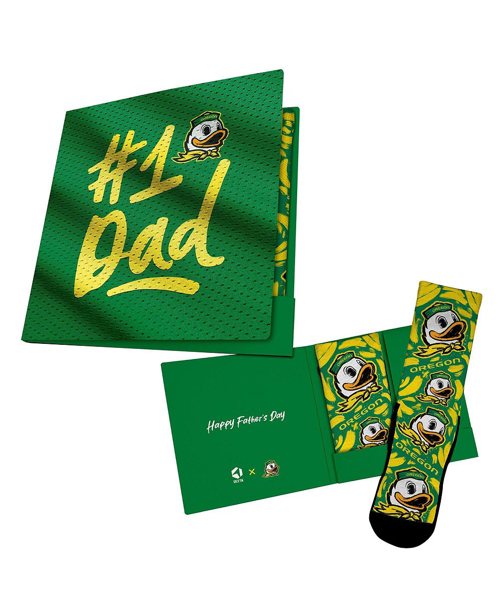 Rock Em Socks Men's and Women's Green Oregon Ducks #1 Dad Gift Card Socks