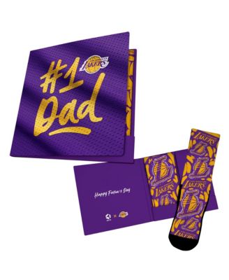 Rock Em Socks Men's and Women's Purple Los Angeles Lakers #1 Dad Gift Card Socks