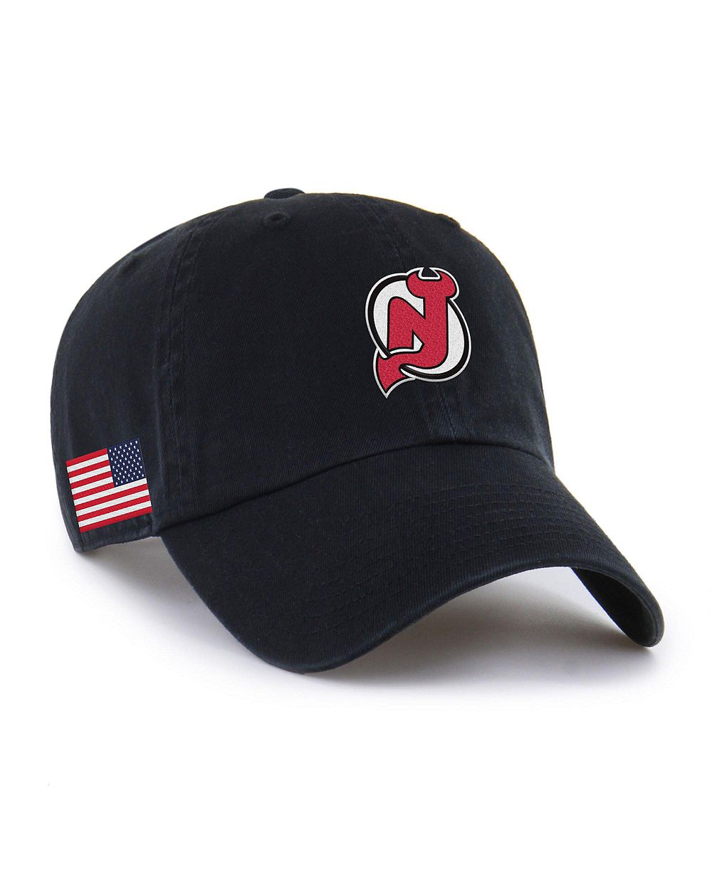 Мужская и женская кепка '47 Brand Black New Jersey Devils Heritage Flag Clean Up Adjustable