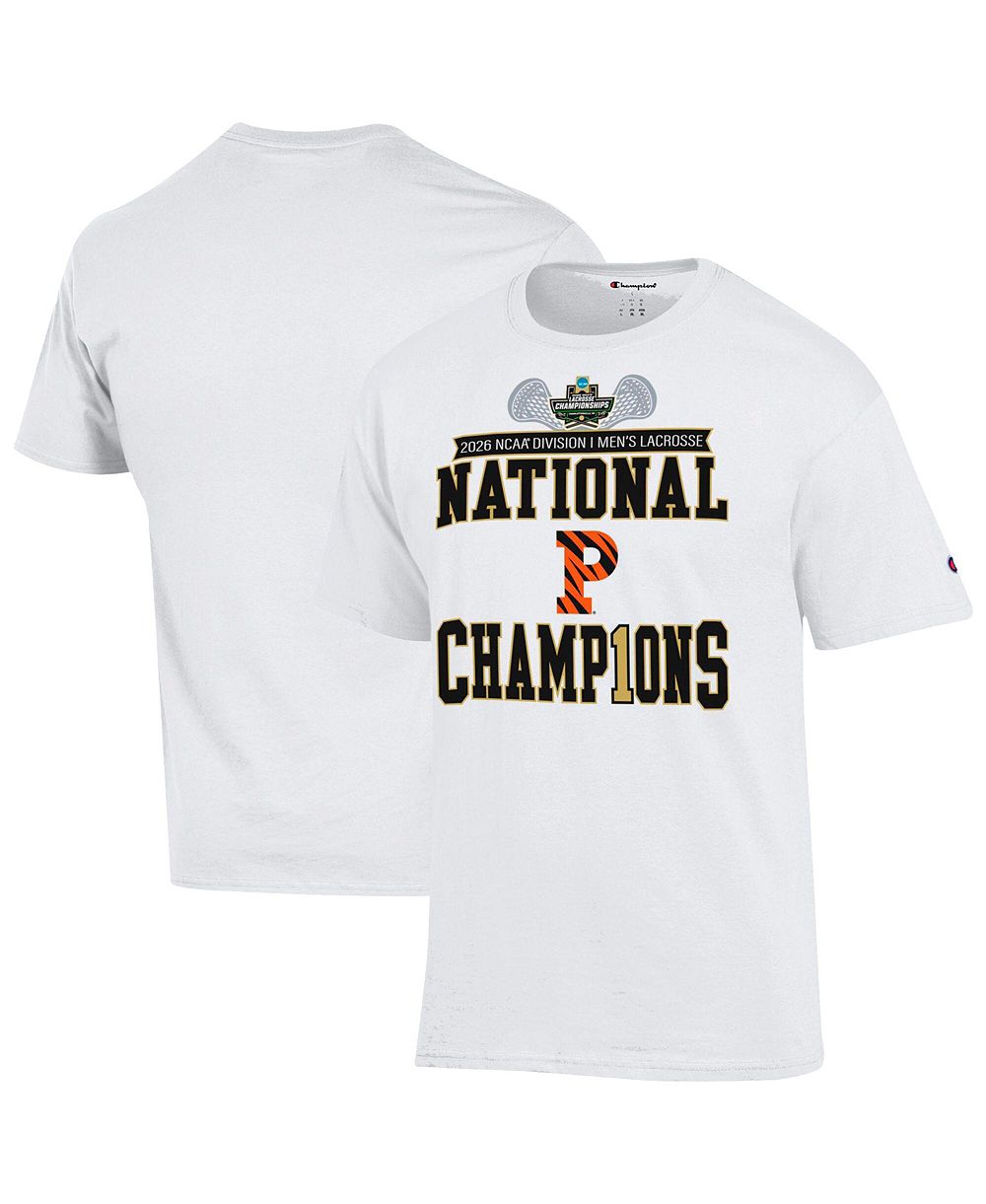 Champion Мужская и Женская белая футболка Princeton Tigers 2026 NCAA Men's Lacrosse National Locker Room