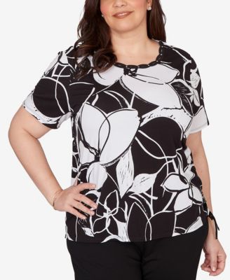 Футболка Alfred Dunner Plus Size Abstract Floral Embellished Side Tie