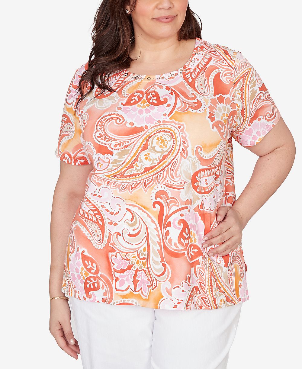 Alfred Dunner Футболка Plus Size с плиссировкой и бисером