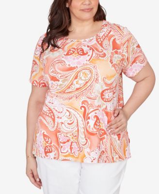 Alfred Dunner Футболка Plus Size с плиссировкой и бисером