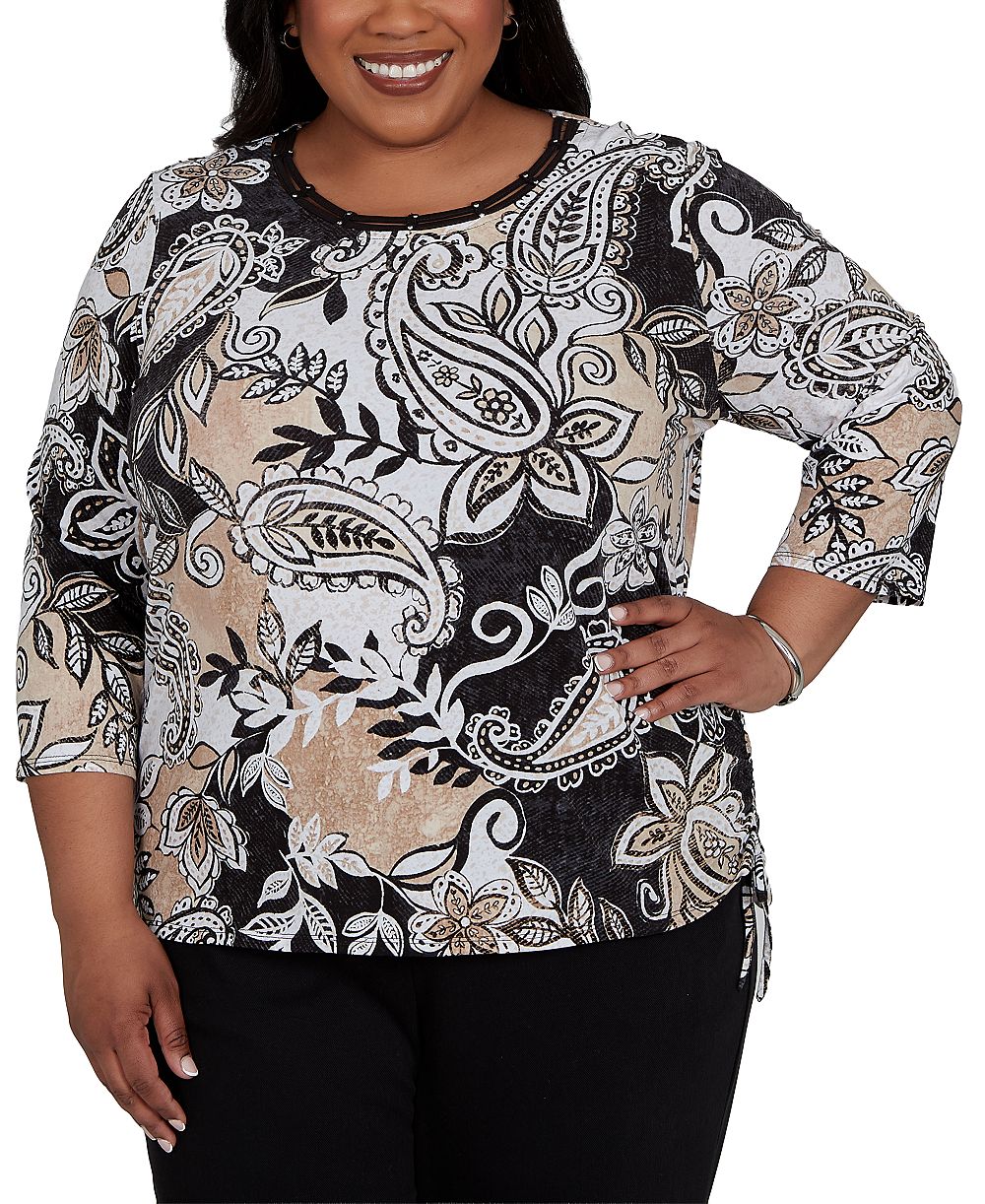 Трикотажный топ Alfred Dunner Plus Size Paisley Neutrals
