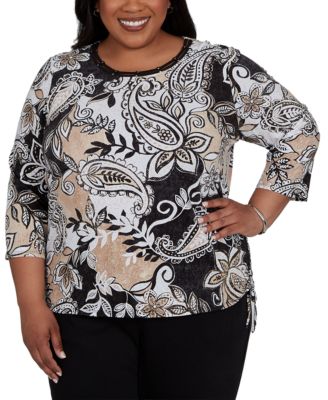 Трикотажный топ Alfred Dunner Plus Size Paisley Neutrals