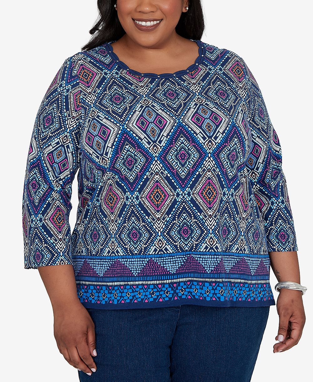 Женский топ Alfred Dunner Plus Size Kaleidoscope Print Knit