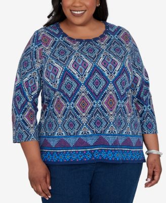 Женский топ Alfred Dunner Plus Size Kaleidoscope Print Knit