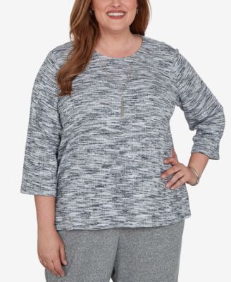 Alfred Dunner Plus Size Space Dye Top with Necklace