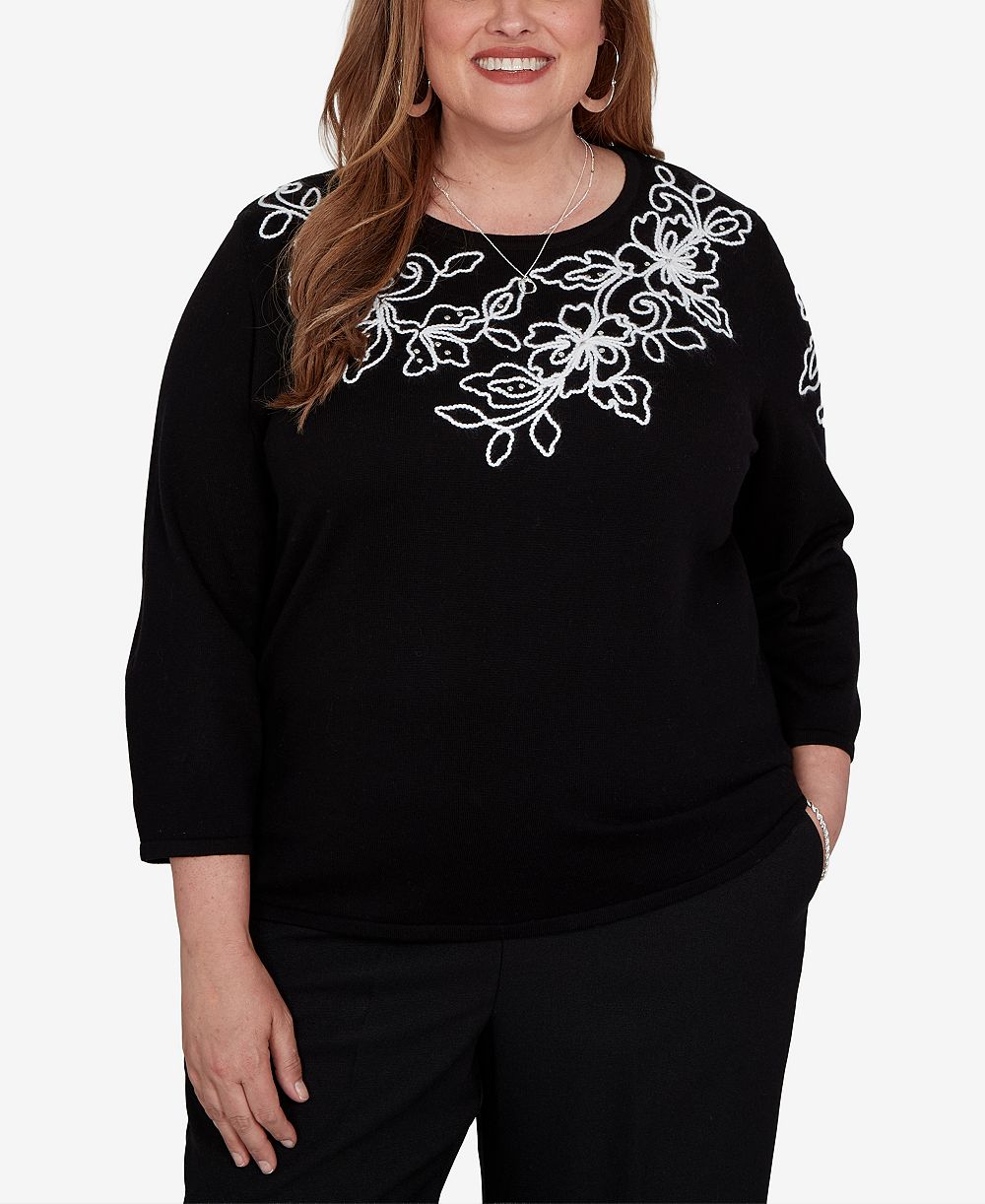Свитер Alfred Dunner Plus Size Floral Scroll Soutache