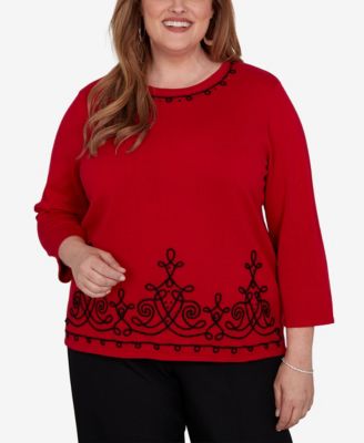 Женский свитер Alfred Dunner Plus Size Border Scroll Soutache