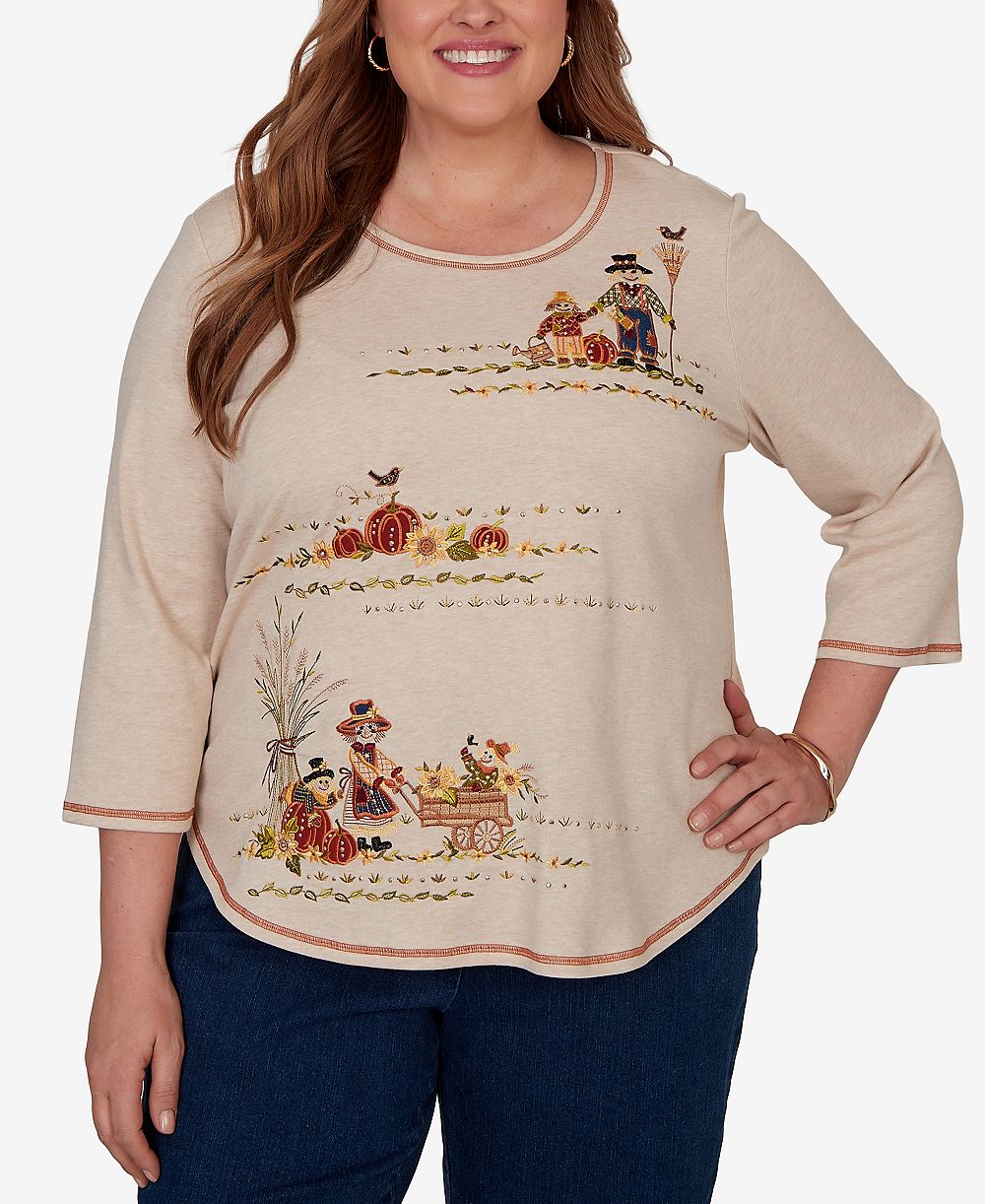 Топ Alfred Dunner Plus Size Scarecrow Family с вышивкой