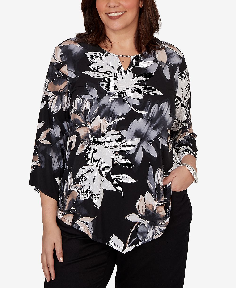 Женский топ Alfred Dunner Plus Size с цветочным принтом акварелью
