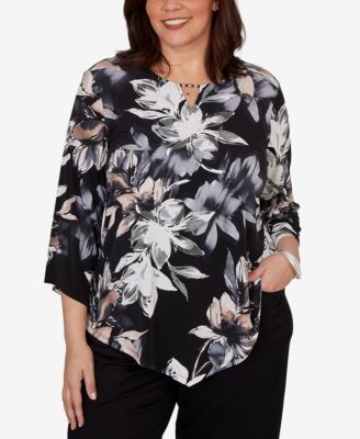 Женский топ Alfred Dunner Plus Size с цветочным принтом акварелью