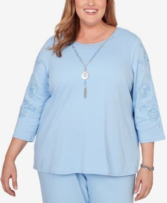 Женский топ Alfred Dunner Plus Size с вышитыми цветами и ожерельем