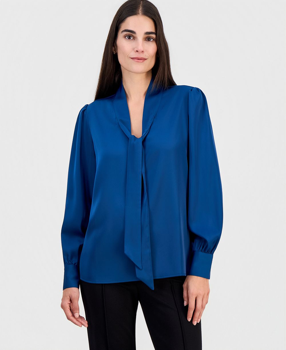 Женская блузка T Tahari Tie-Neck Long-Sleeve