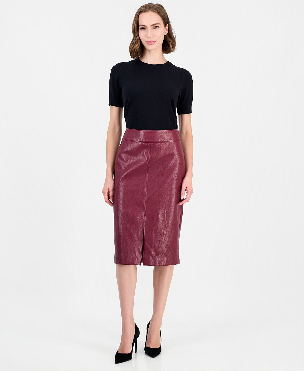 T Tahari Women's Midi Pencil Front-Slit Skirt