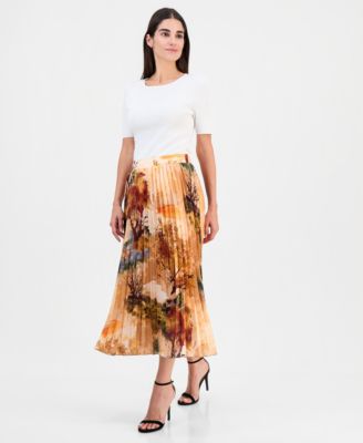 Женская плиссированная юбка T Tahari Printed Pull-On