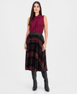 Юбка миди T Tahari Women's с принтом и складками