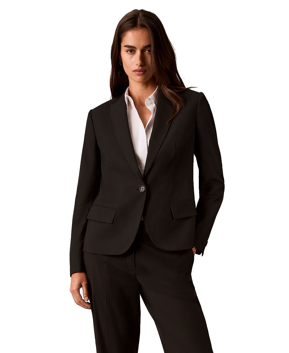 Calvin Klein Petite One-Button Peak Lapel Blazer