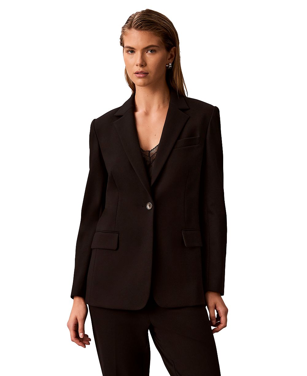 Calvin Klein Petite One-Button Notch Collar Blazer