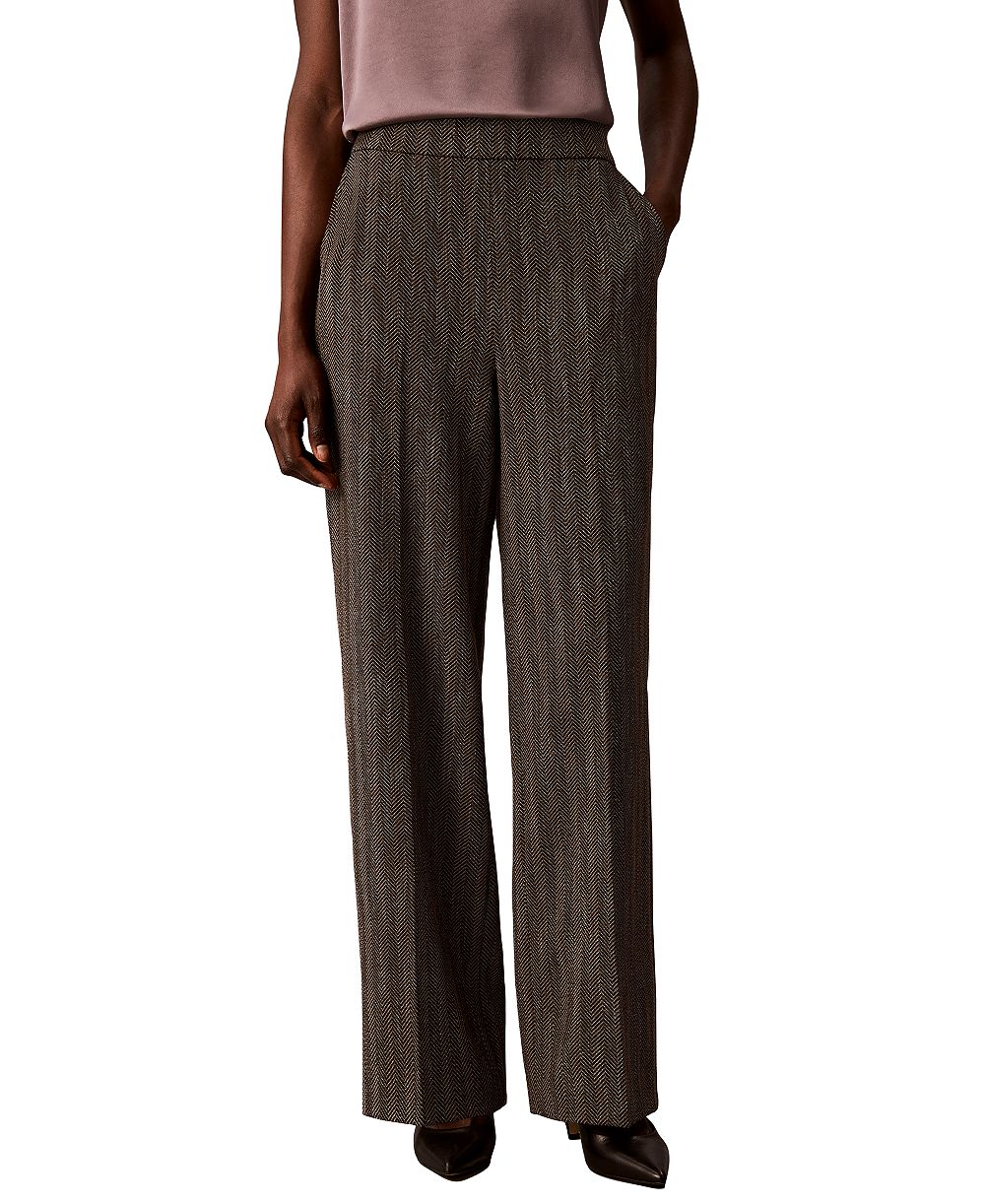 Calvin Klein Petite High-Rise Wide-Leg Trousers