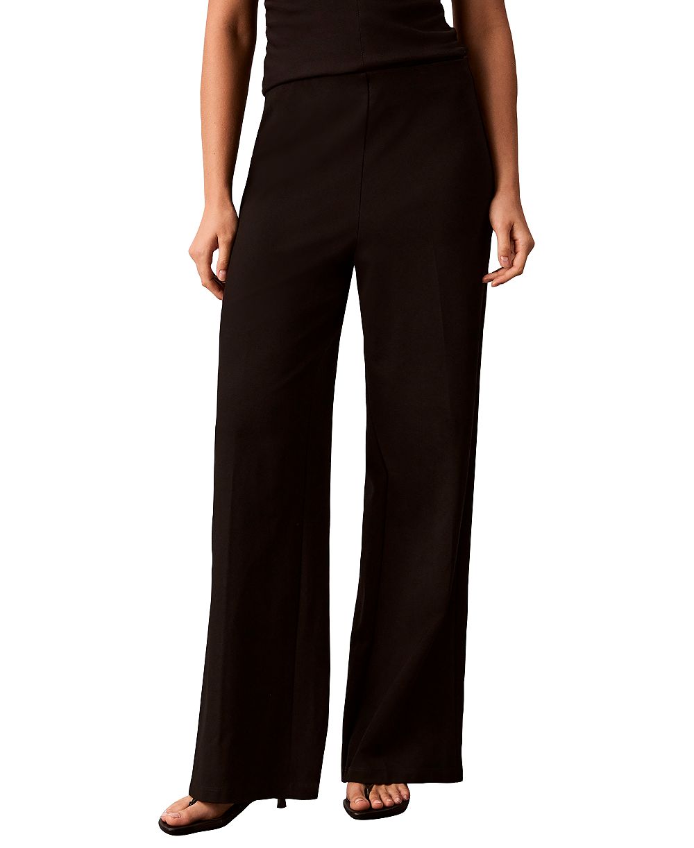 Calvin Klein Petite High-Waisted Pull-On Wide-Leg Pants
