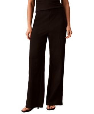 Calvin Klein Petite High-Waisted Pull-On Wide-Leg Pants