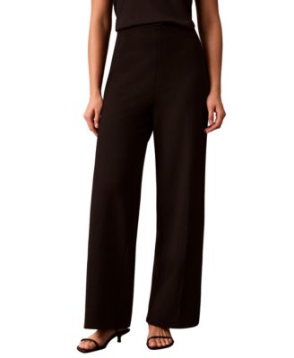 Calvin Klein Petite High-Waist Straight-Leg Pull-On Pants