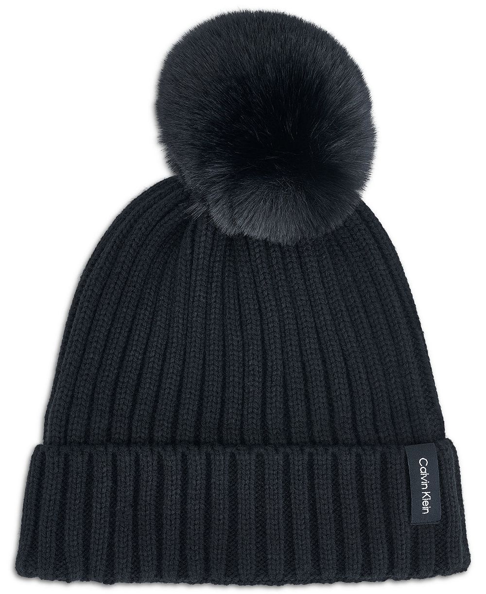 Calvin Klein Women's Snug Everday Cozy Soft Pom Pom Beanie