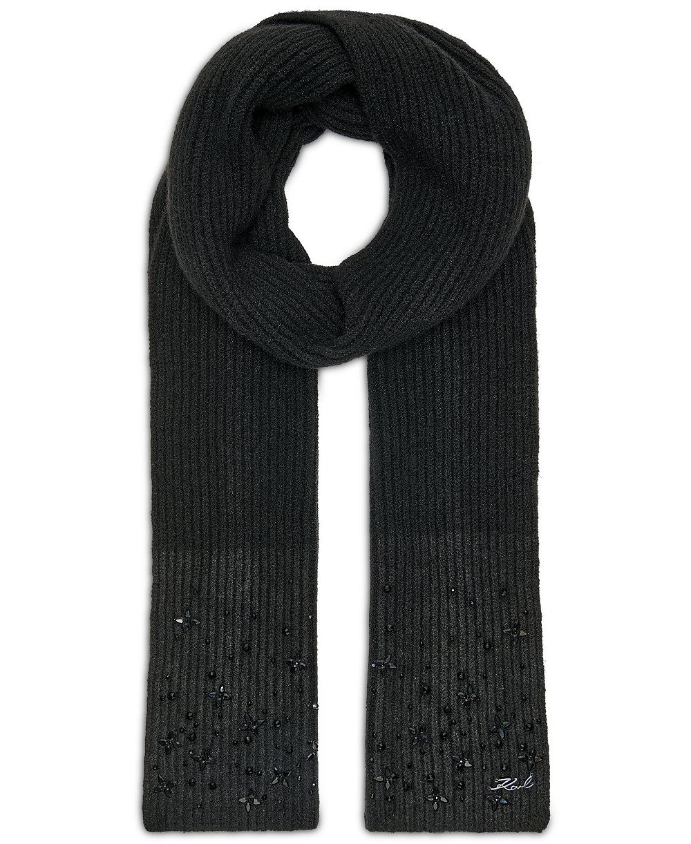 KARL LAGERFELD PARIS Studded Shaker Stitch Scarf