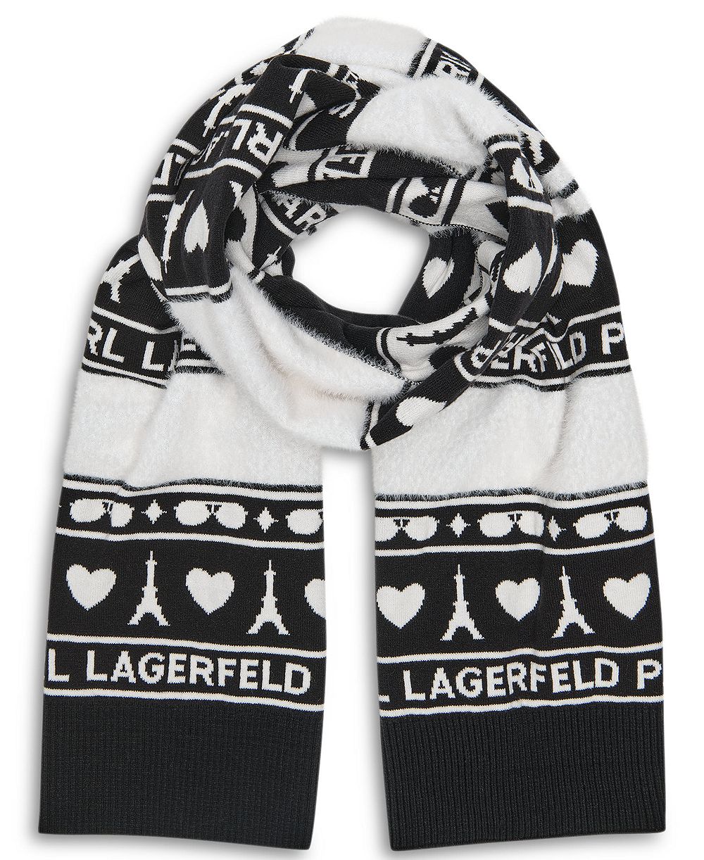 KARL LAGERFELD PARIS Heart of Paris Jacquard Knit Scarf