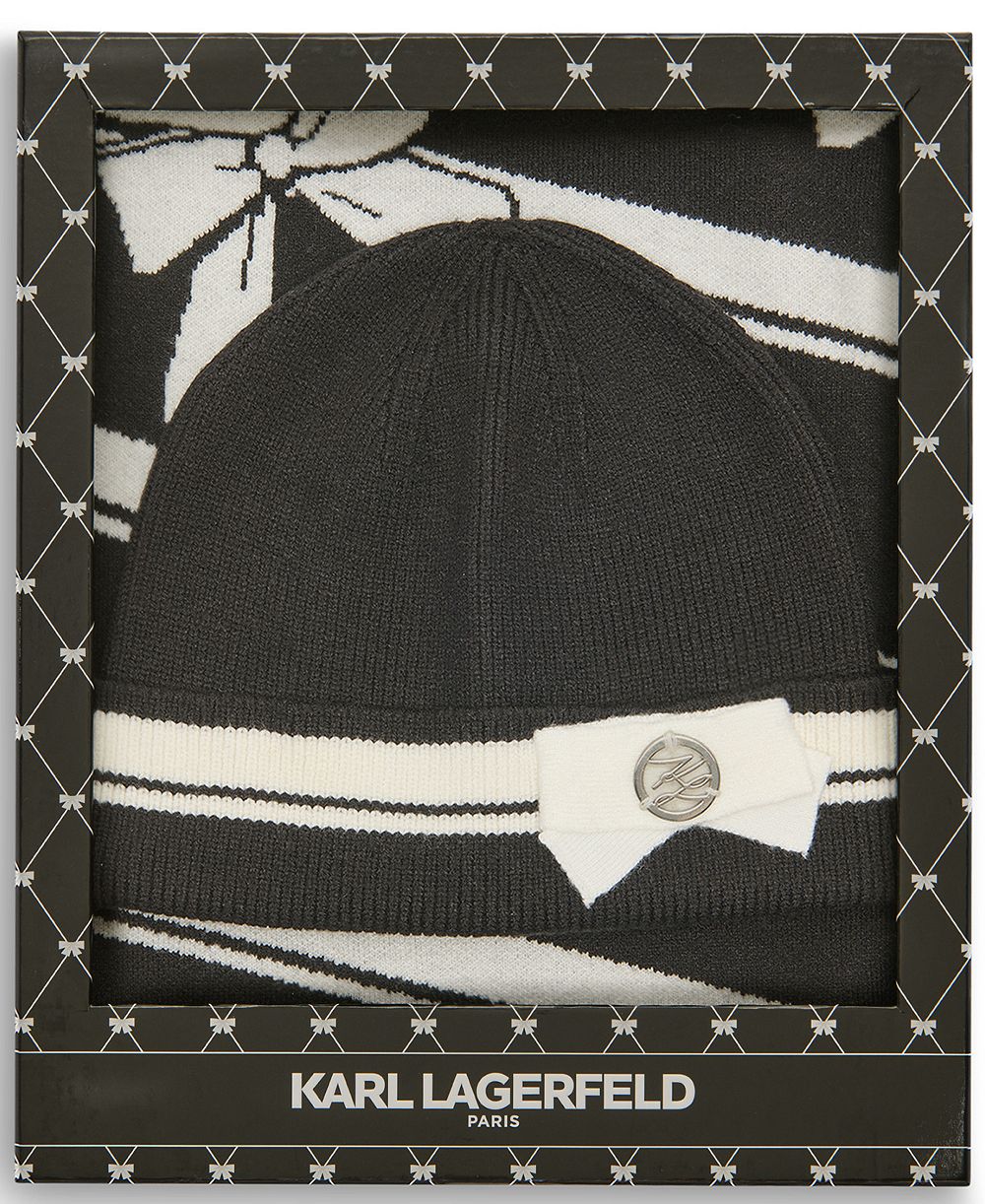 KARL LAGERFELD PARIS 2-Piece 3D Bow Hat and Scarf Gift Set