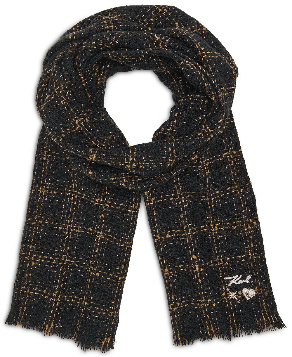 KARL LAGERFELD PARIS Lurex Tweed Oversized Blanket Scarf