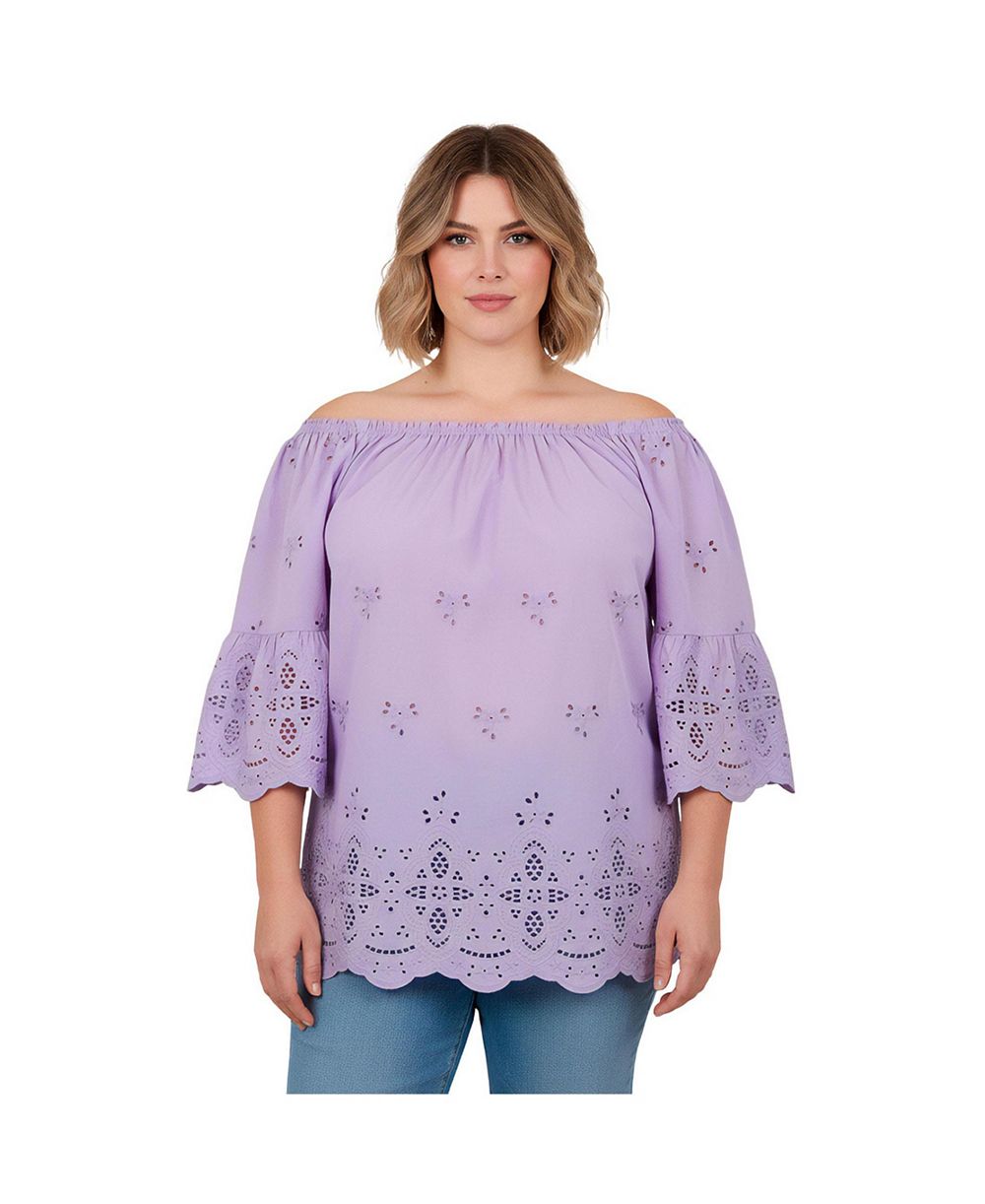 AVENUE Plus Size Convertible Eyelet Women's Tunic