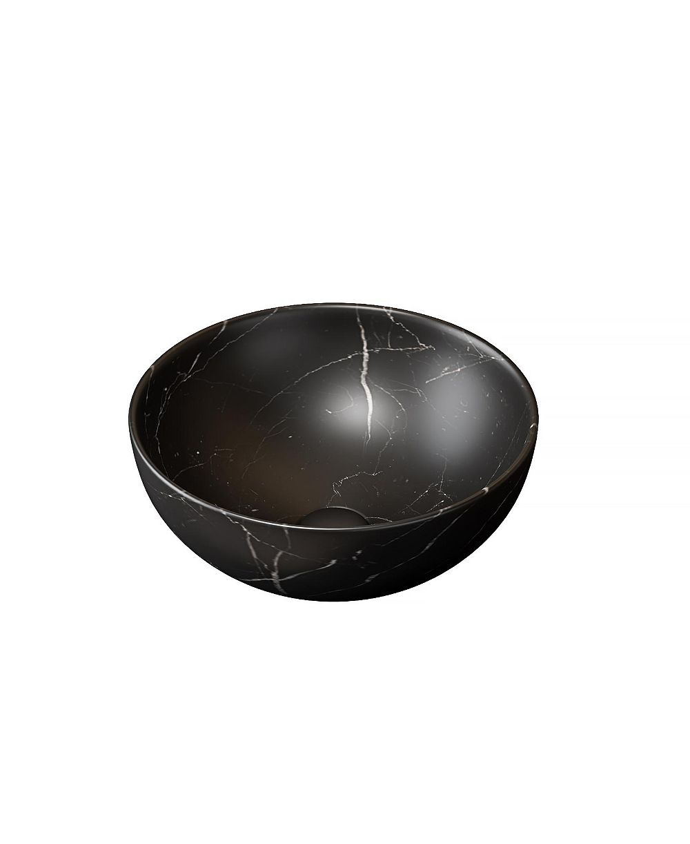 BUSDAYS 14 Inch Ceramic Bathroom Sink with Stone Pattern No Faucet Bowl Sink