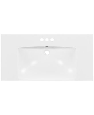 BUSDAYS 36 x 18 Inch Rectangular 3 Hole Bathroom Resin Sink Vanity Top Only Fits 4 Inch Center Faucet No Cabinet No Faucet
