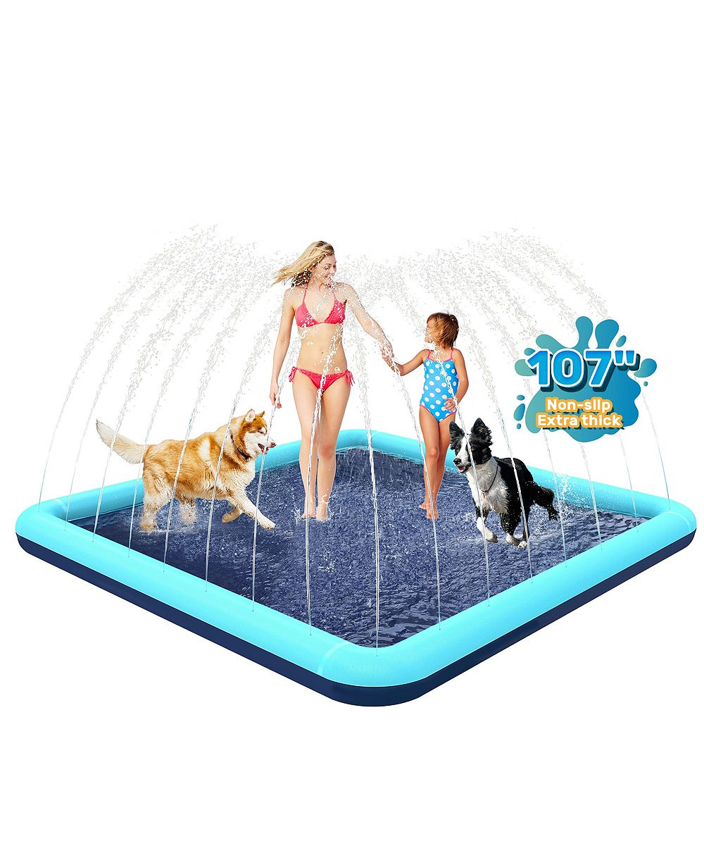 AOFAR 107'' Dog Splash Pad Sprinkler Pool Non-slip Outdoor