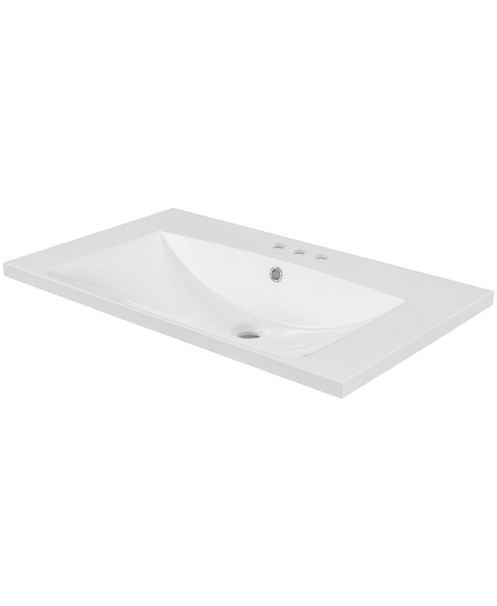 BUSDAYS 30 Inch Ceramic Bathroom Vanity Top Basin Single Sink with 3 Pre Drilled Faucet Holes