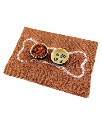 ARONKL Absorbent Chenille Dog Food Mat Non-Slip Washable Quick Dry Pet Mess Mat