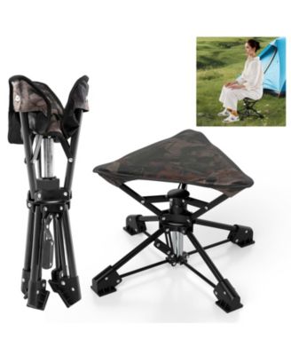 Gymax 360 degree Swivel Camping Stool Foldable Outdoor Chair with Oxford Seat and Metal Frame
