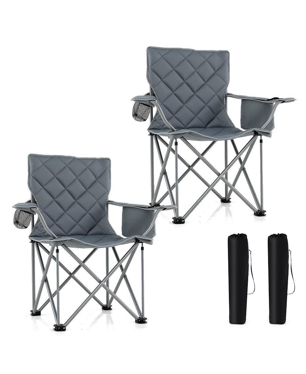 Комплект из 2 штук Gymax Oversized Camping Chairs складные уличные кресла с сумкой-холодильником