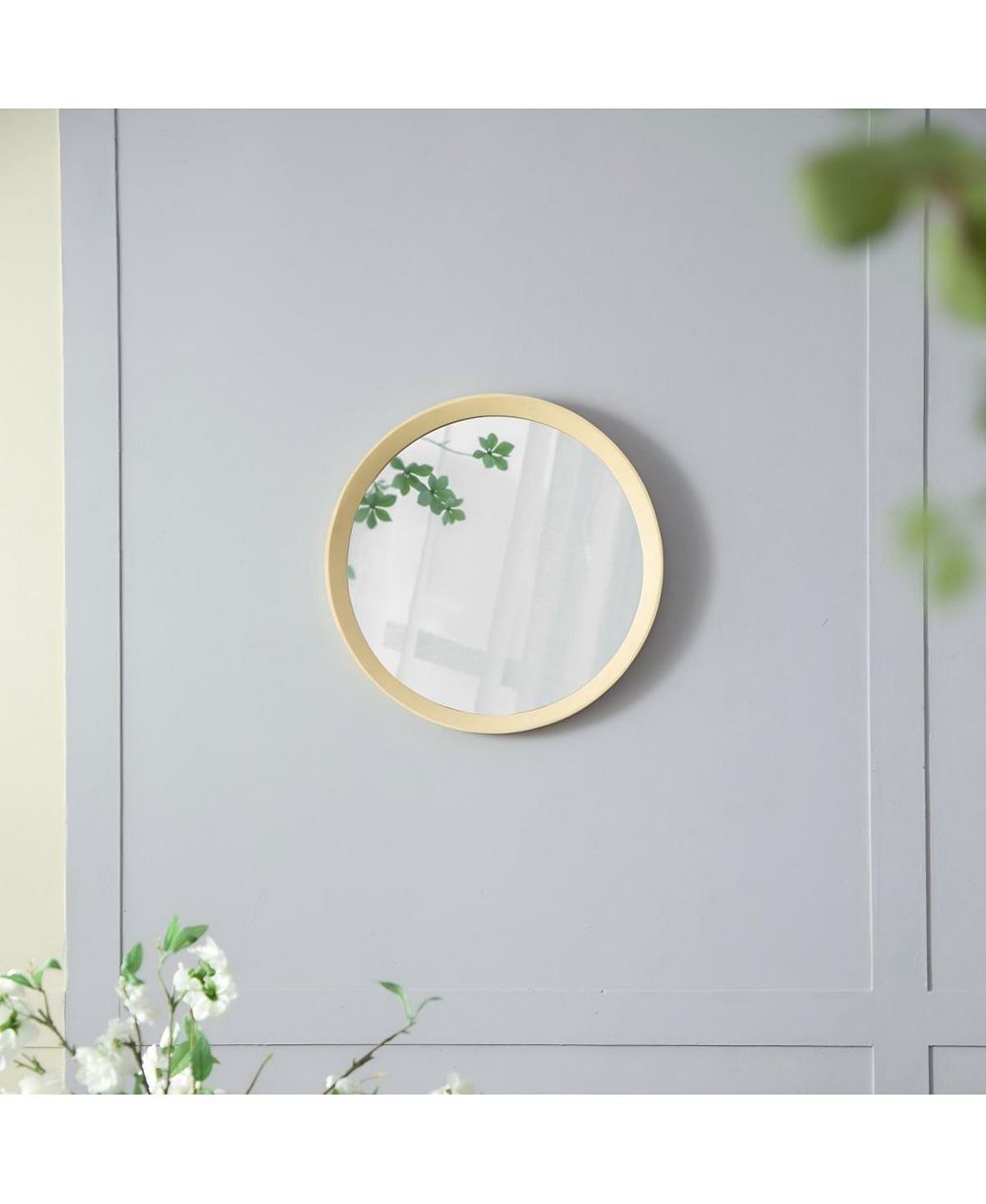 LAOTIES 20" Round Solid Mango Wood Wall Mirror, Modern Bathroom Vanity Mirror for Entryway and Bedroom