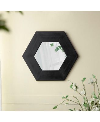 Настенное зеркало LAOTIES 18.5" Hexagon, геометрическое из тикового дерева