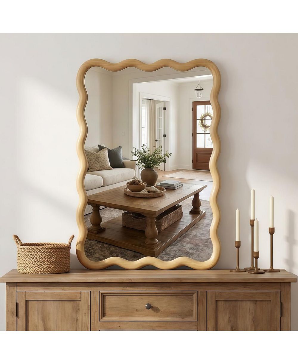 LAOTIES 20" x 30" Wood Wall Mirror, Rectangular Bathroom Vanity Mirror for Entryway and Bedroom