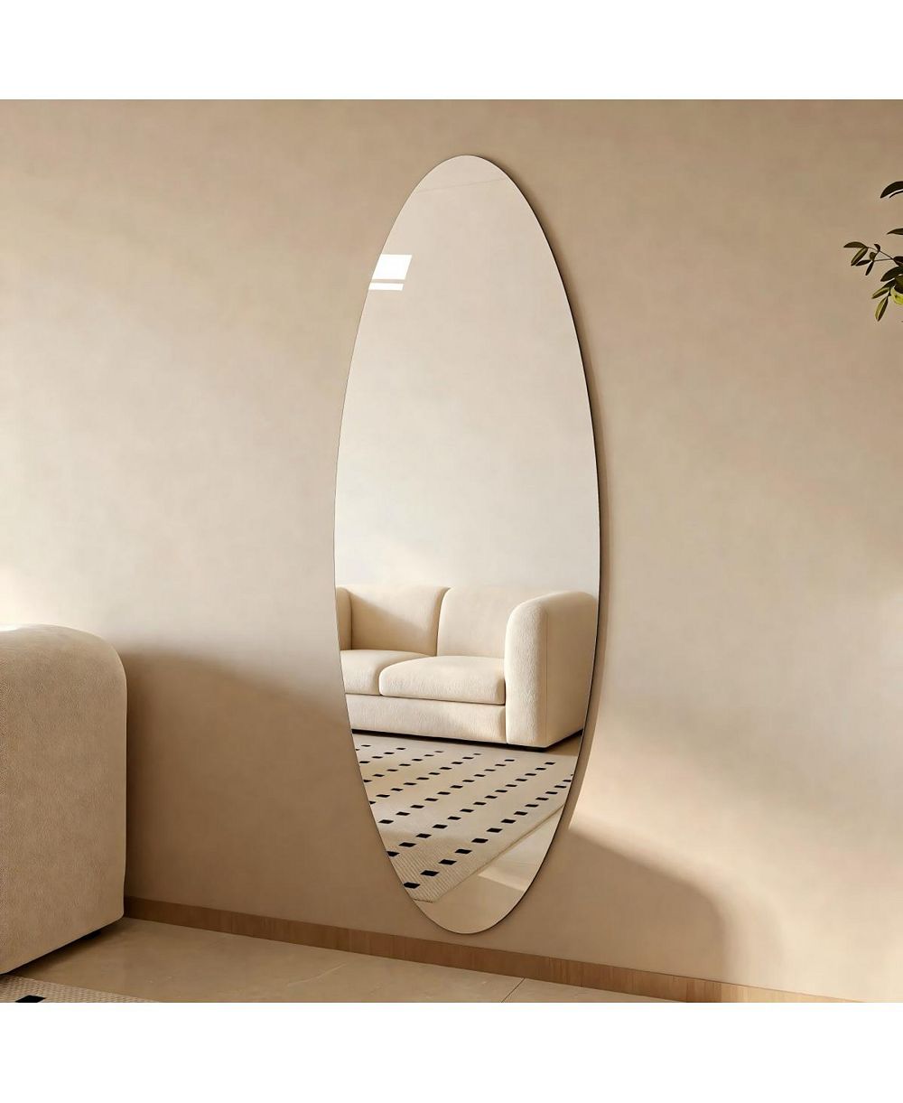 LAOTIES Oval Full Length Wall Mirror, Wall-Mounted Full Body Mirror for Bedroom and Entryway