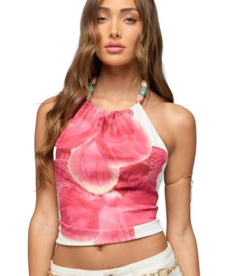 Женский топ Edikted Backless Flower Bead Halter