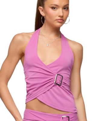 Edikted Women's Fiori Buckle Asymmetric Wrap Top